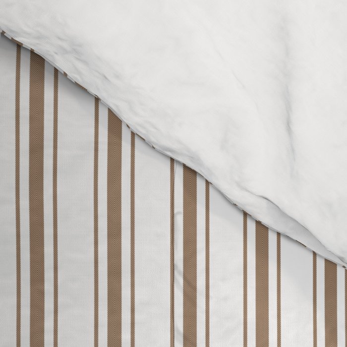 Mattress Ticking Narrow Striped Pattern in Dark Brown and White Comforter Gallery Image 4