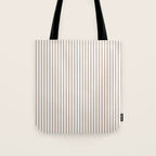 Mattress Ticking Narrow Striped Pattern in Dark Brown and White Tote Bag Gallery Image 1