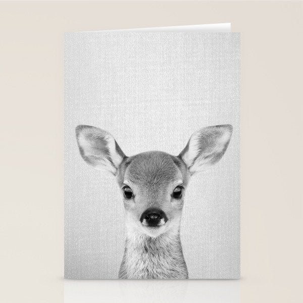 Baby Deer - Black & White Stationery Card Gallery Image 1