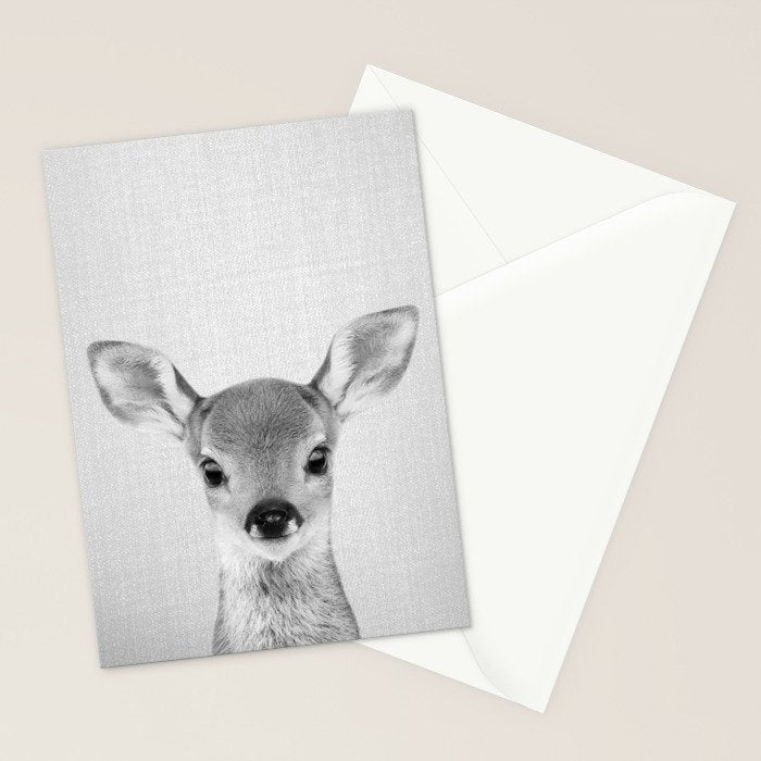 Baby Deer - Black & White Stationery Card Gallery Image 2