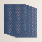 Retro Dark Flower Pattern in Modern Navy and Coral Wrapping Paper Gallery Image 3