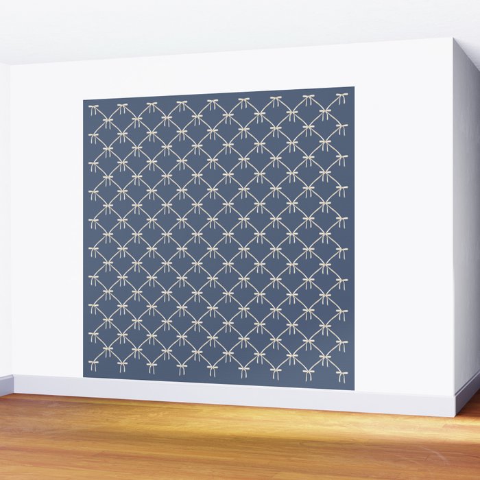 Bows & Ribbons Pattern XLIII Neutral Blue Wall Mural Gallery Image 2