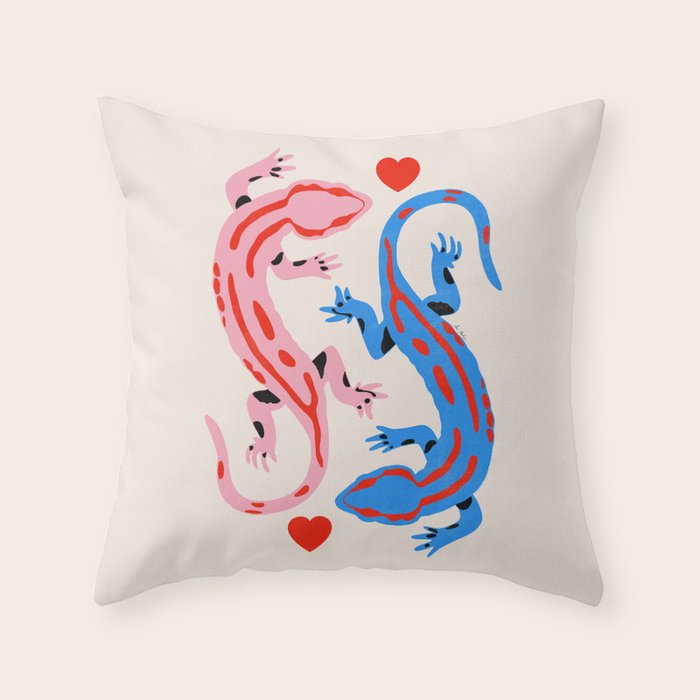 The lovers - salamanders Throw Pillow Gallery Image 6