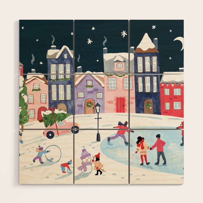 Christmas Village Wood Wall Art Gallery Image 1
