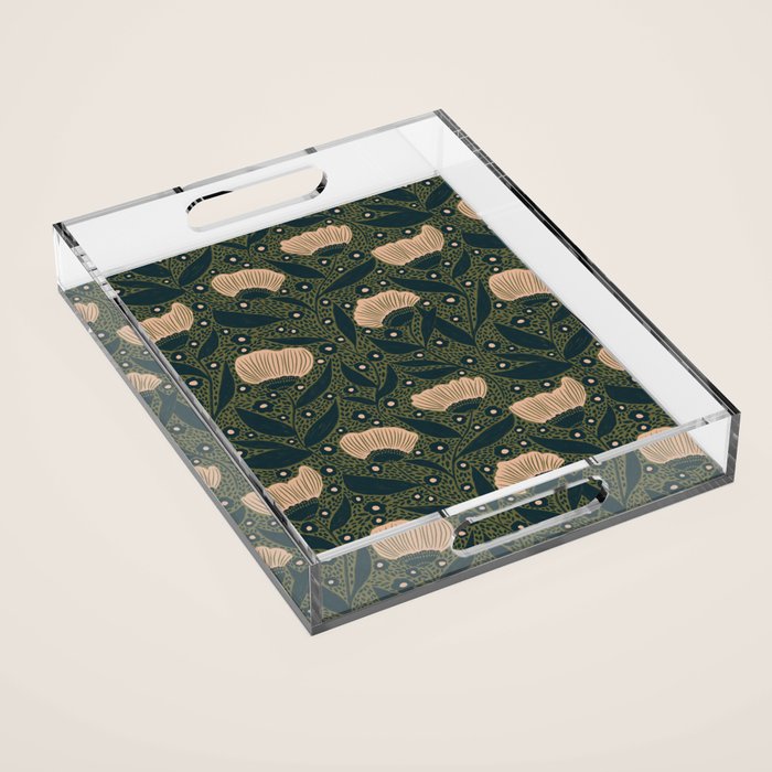 Pretty hand drawn floral pattern Acrylic Tray Gallery Image 1