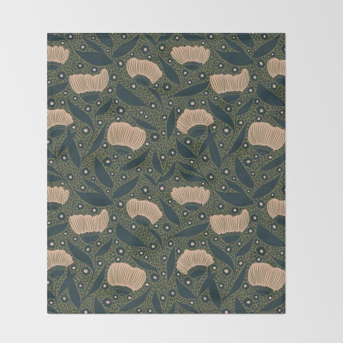 Pretty hand drawn floral pattern Throw Blanket Gallery Image 2