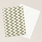Retro Mid Century Modern Waves in Sage Green Stationery Card Gallery Image 2