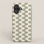Retro Mid Century Modern Waves in Sage Green iPhone Case Gallery Image 1