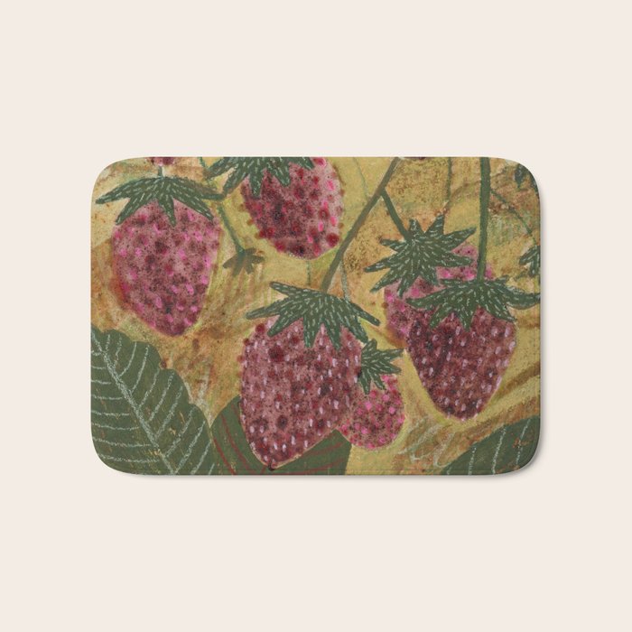 Strawberry Garden in Forest Green Bath Mat Gallery Image 1