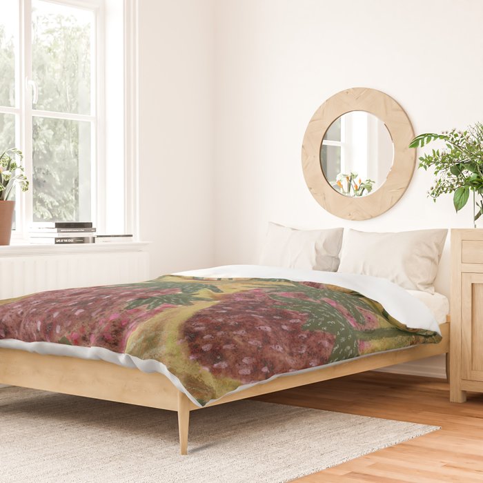 Strawberry Garden in Forest Green Duvet Cover Gallery Image 2