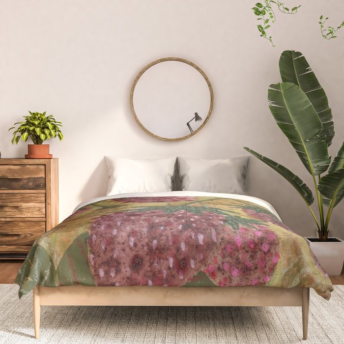 Strawberry Garden in Forest Green Comforter Gallery Image 3