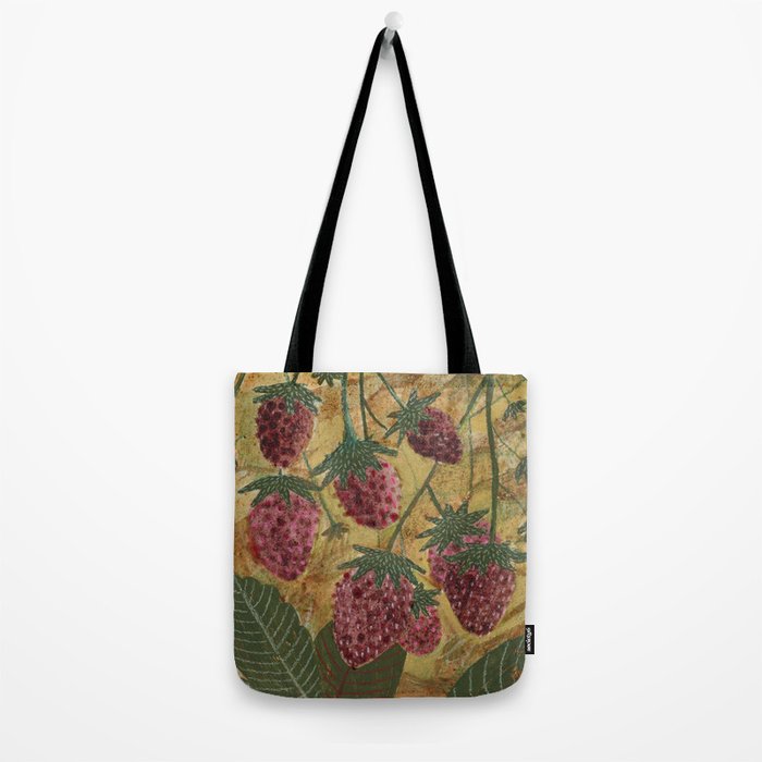 Strawberry Garden in Forest Green Tote Bag Gallery Image 2