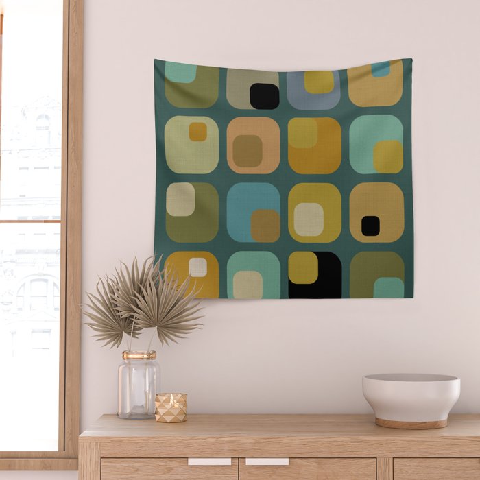 mid century modern geometric abstract pattern 23 Wall Tapestry Gallery Image 2
