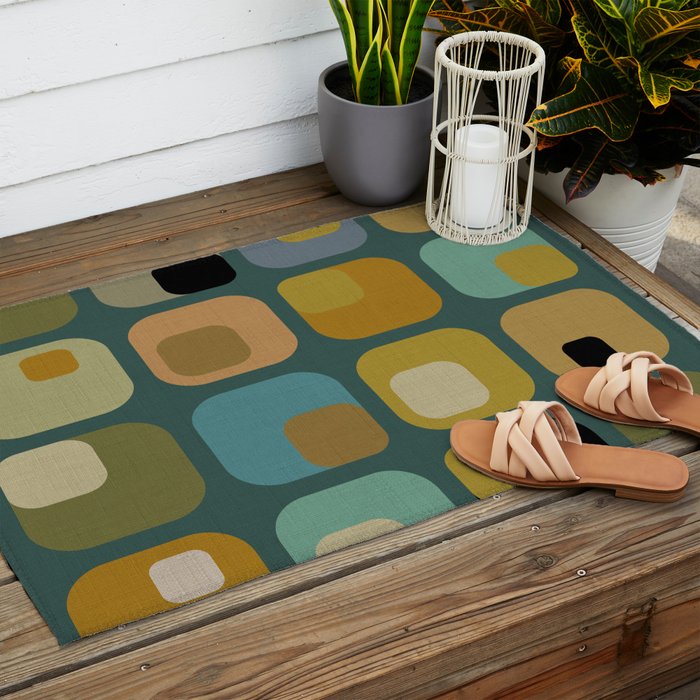 mid century modern geometric abstract pattern 23 Outdoor Rug Gallery Image 2