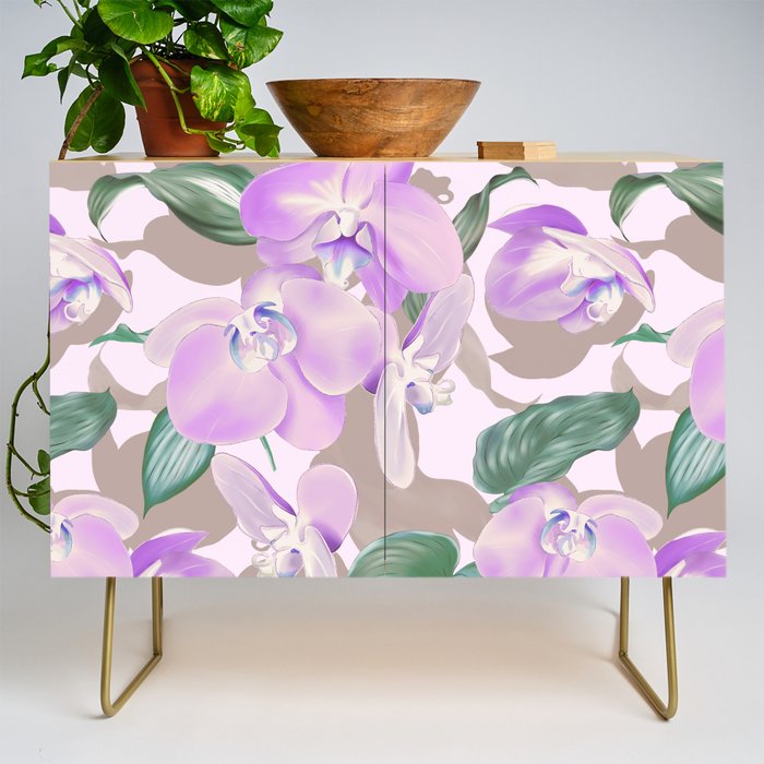 Lovely lilac exotic flowers L Credenza Gallery Image 1