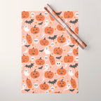 Pumpkin Party on Blush Pink Wrapping Paper Gallery Image 1