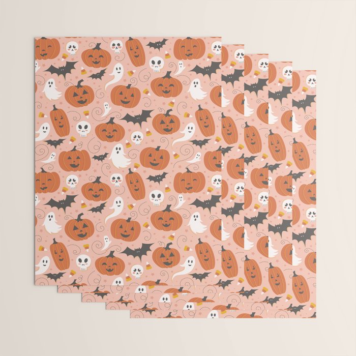 Pumpkin Party on Blush Pink Wrapping Paper Gallery Image 3