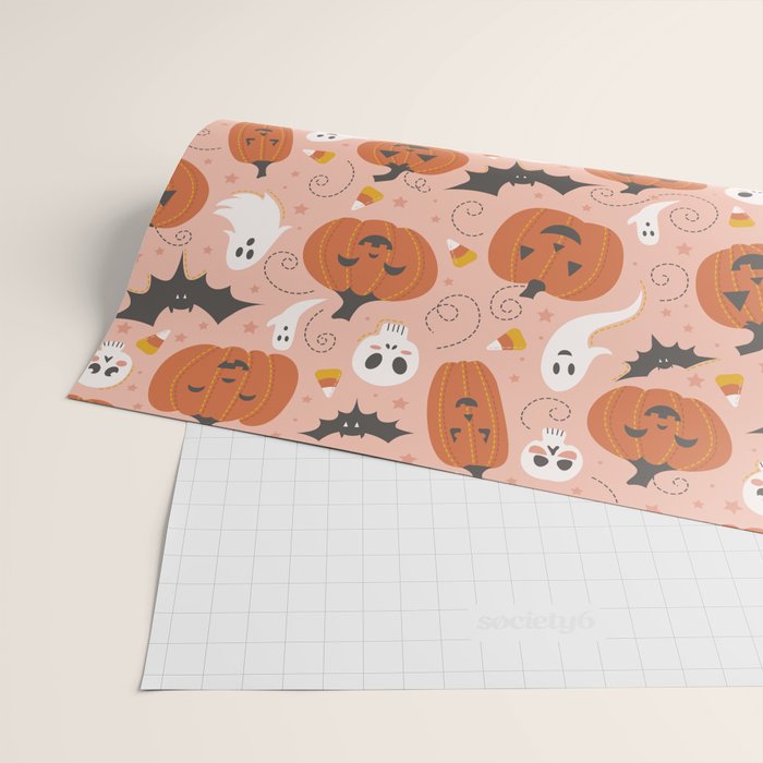 Pumpkin Party on Blush Pink Wrapping Paper Gallery Image 2