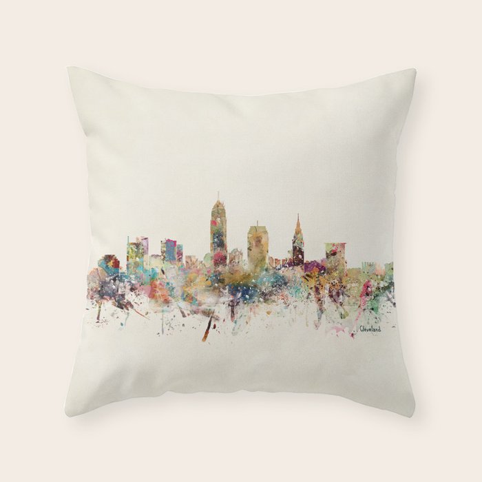 cleveland ohio skyline Throw Pillow Gallery Image 6