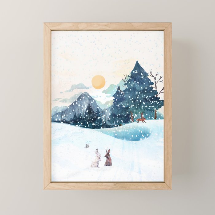 Happy Little Wildlife Mini Art Print Gallery Image 1