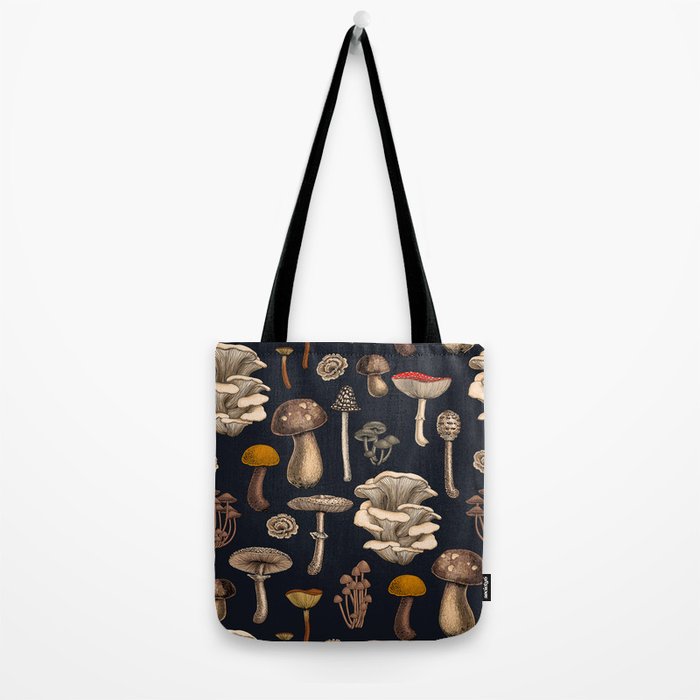 Wild Mushrooms  on graphite black Tote Bag Gallery Image 2
