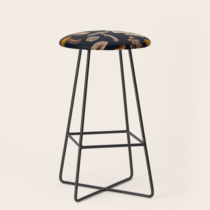 Wild Mushrooms  on graphite black Stool Gallery Image 1