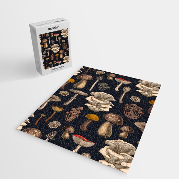 Wild Mushrooms  on graphite black Jigsaw Puzzle Gallery Image 2