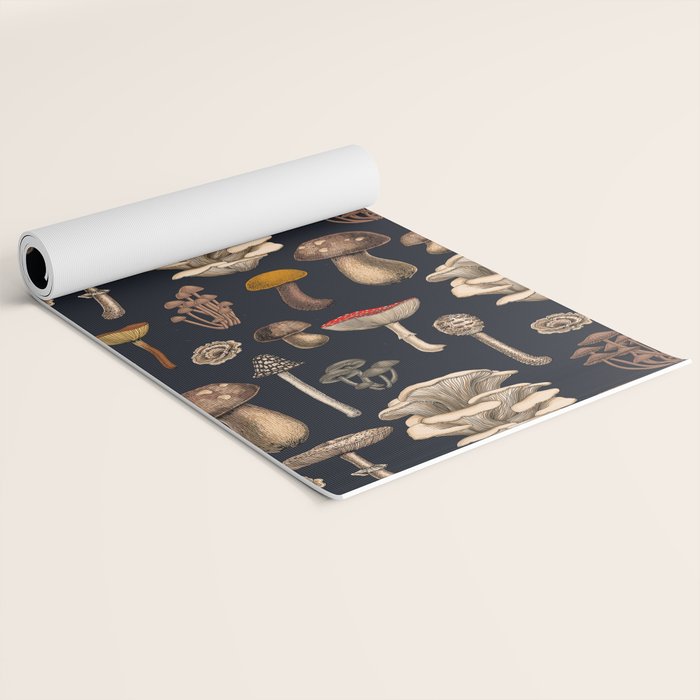 Wild Mushrooms  on graphite black Yoga Mat Gallery Image 2