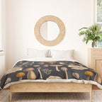 Wild Mushrooms  on graphite black Duvet Cover Gallery Image 3
