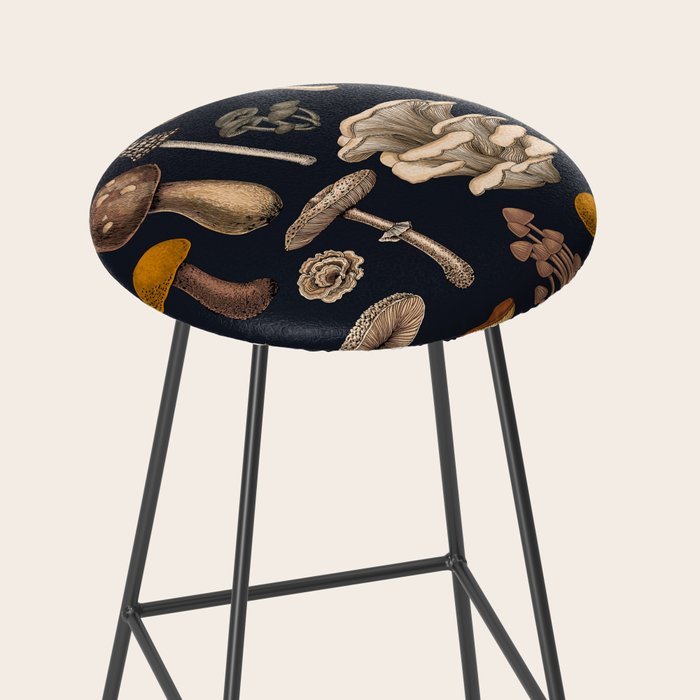 Wild Mushrooms  on graphite black Stool Gallery Image 2