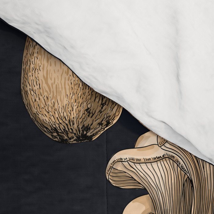 Wild Mushrooms  on graphite black Comforter Gallery Image 4
