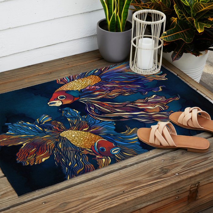 Metallic Betta Fish Outdoor Rug Gallery Image 2