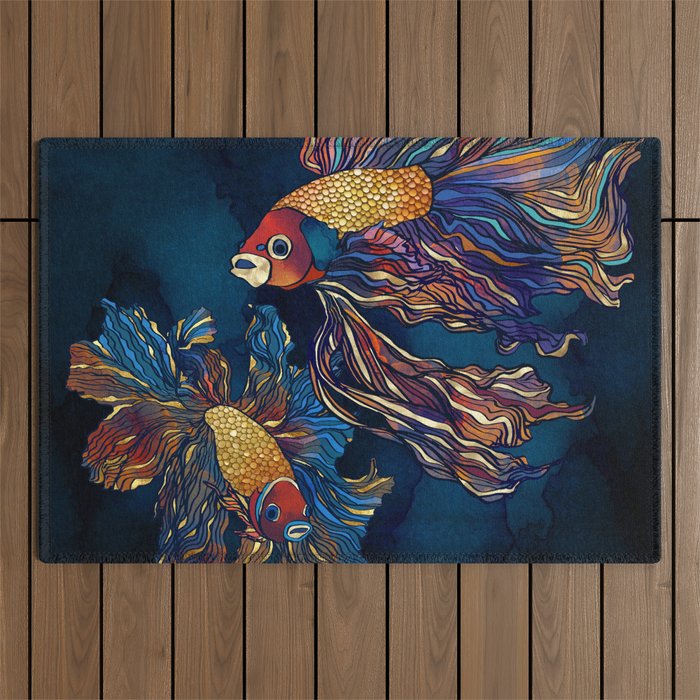 Metallic Betta Fish Outdoor Rug Gallery Image 1