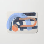 Midcentury Modern Minimalist Funky Cool Tribal Pattern Paynes Grey Pastel Blue Tan Shapes by Ejaaz Haniff Bath Mat Gallery Image 1