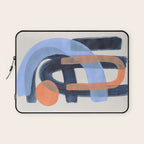 Midcentury Modern Minimalist Funky Cool Tribal Pattern Paynes Grey Pastel Blue Tan Shapes by Ejaaz Haniff Laptop Sleeve Gallery Image 1