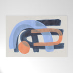 Midcentury Modern Minimalist Funky Cool Tribal Pattern Paynes Grey Pastel Blue Tan Shapes by Ejaaz Haniff Welcome Mat Gallery Image 1