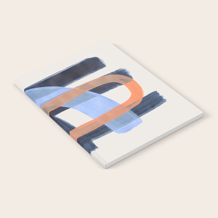 Midcentury Modern Minimalist Funky Cool Tribal Pattern Paynes Grey Pastel Blue Tan Shapes by Ejaaz Haniff Notebook Gallery Image 2