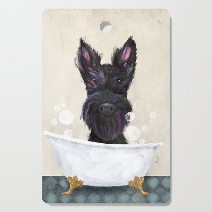 Scottie scottish terrier dog bath bubble bath soap clawfoot tub  Cutting Board Gallery Image 1