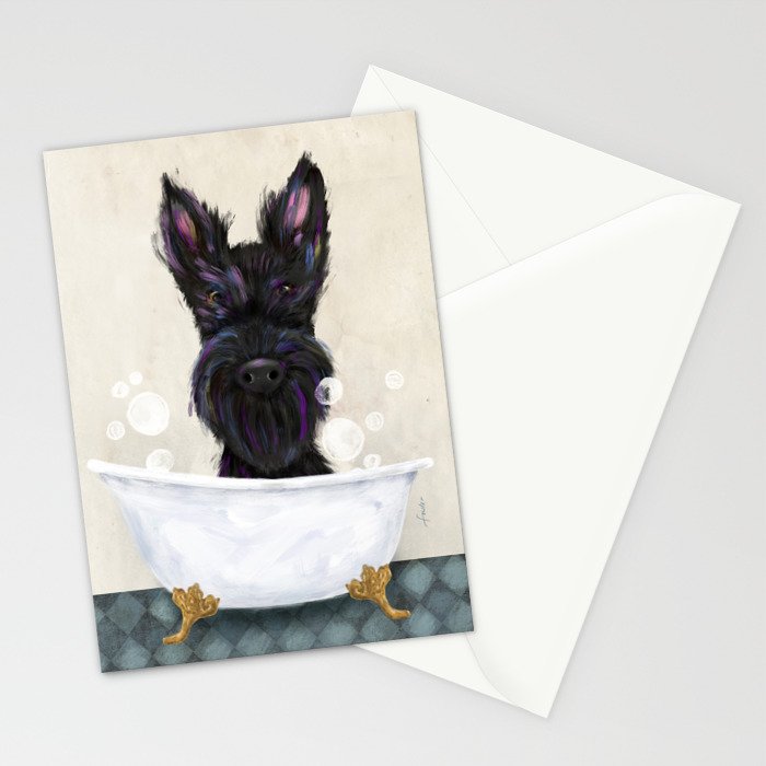 Scottie scottish terrier dog bath bubble bath soap clawfoot tub  Stationery Card Gallery Image 2
