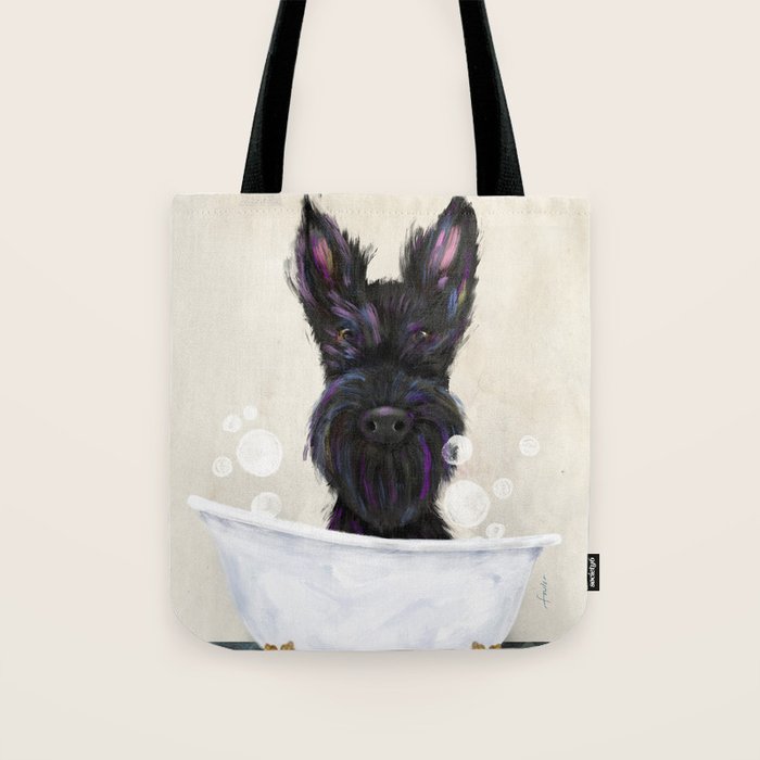 Scottie scottish terrier dog bath bubble bath soap clawfoot tub  Tote Bag Gallery Image 1