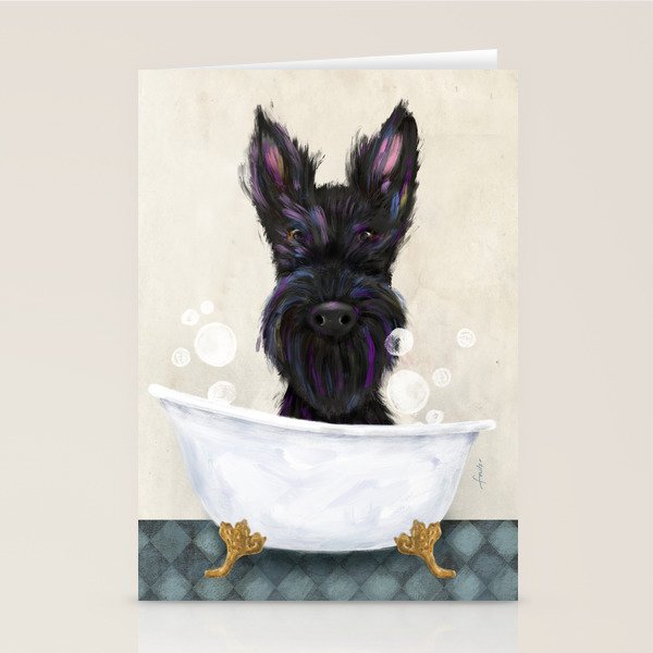 Scottie scottish terrier dog bath bubble bath soap clawfoot tub  Stationery Card Gallery Image 1