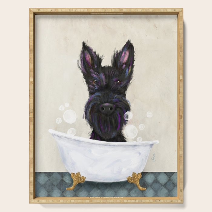 Scottie scottish terrier dog bath bubble bath soap clawfoot tub  Serving Tray Gallery Image 1