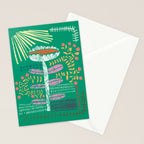 Block print bold flower green Stationery Card Gallery Image 2
