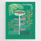 Block print bold flower green Jigsaw Puzzle Gallery Image 1