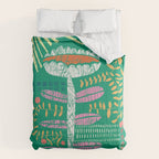 Block print bold flower green Comforter Gallery Image 6