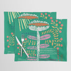 Block print bold flower green Placemat Gallery Image 1