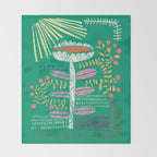 Block print bold flower green Throw Blanket Gallery Image 2