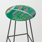 Block print bold flower green Stool Gallery Image 2