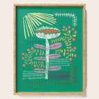Block print bold flower green Serving Tray Gallery Image 1