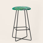 Block print bold flower green Stool Gallery Image 1